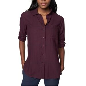 NWT Athleta Heat Gen Tech Cassis Flannel Shirt Burgundy Cotton Holiday Size XSP